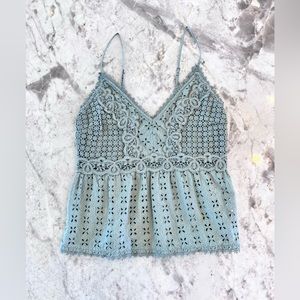 Abercrombie & Fitch “All Over Lace Cami” in color Light Green. Size SMALL.